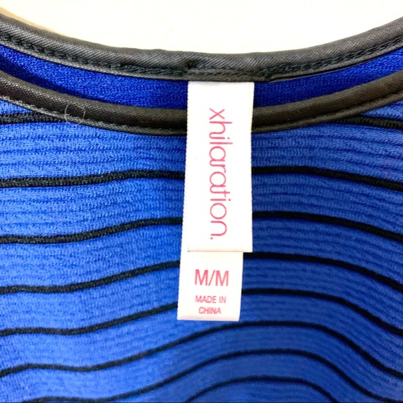 Xhilaration Peplum Striped Top Blue/Black Medium - Picture 4 of 6